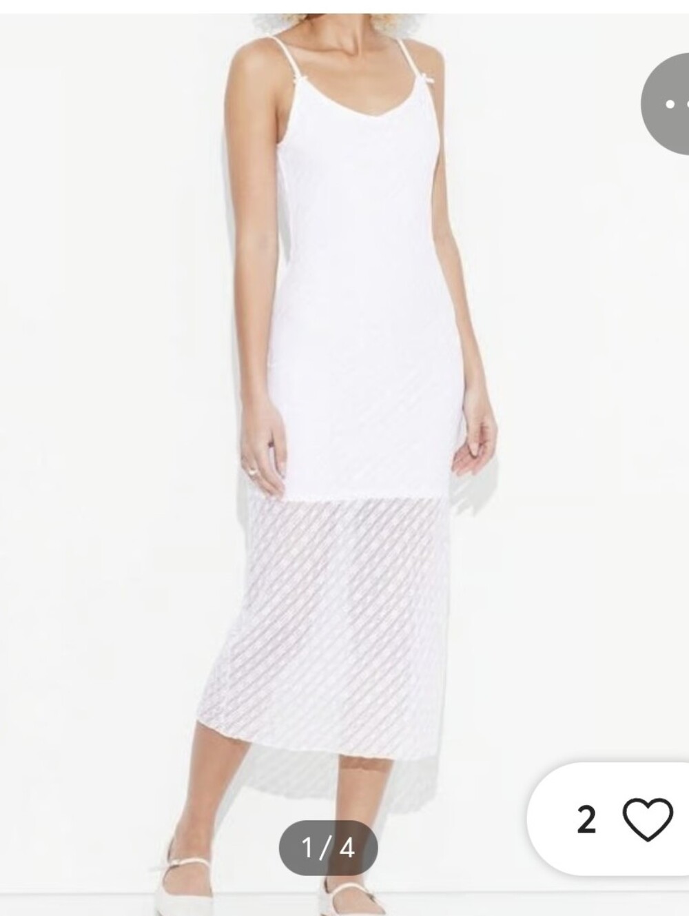 Wild Fable White Lace Midi Dress with Sheer Skirt Panel